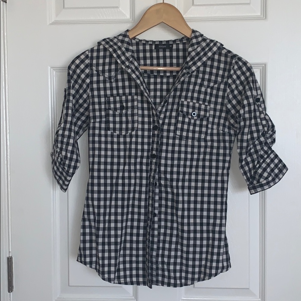 SAVE GINGHAM BUTTON UP SHIRT